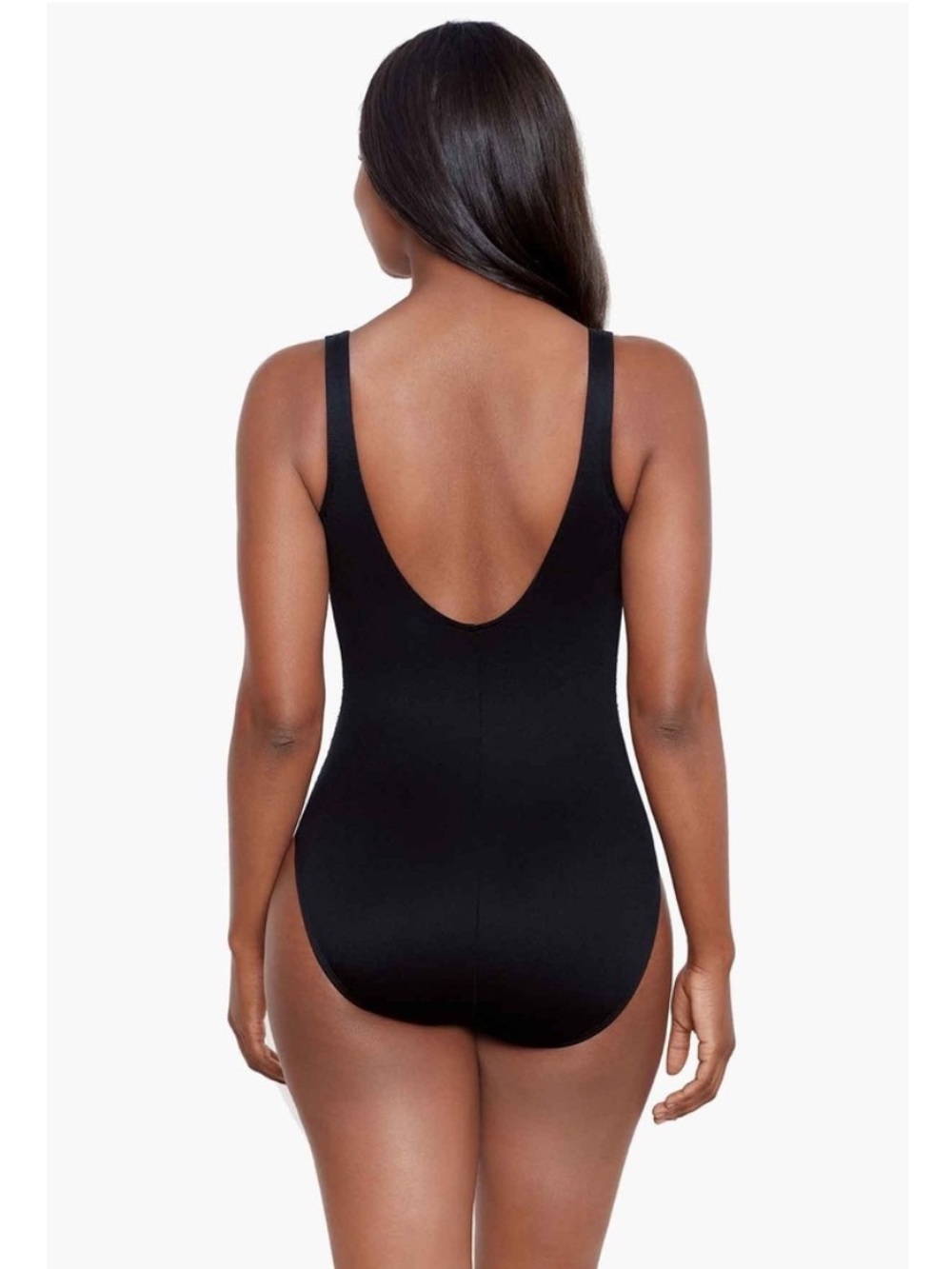 Miraclesuit Black One-Piece Swimsuit with Gold Lace illusion Side Panels - Picture 2 of 12